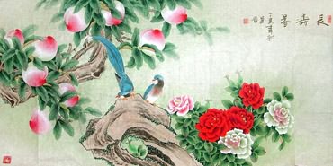 Chinese Peach Painting,66cm x 136cm,2617059-x