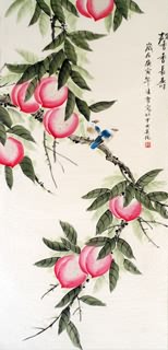 Chinese Peach Painting,60cm x 130cm,2702030-x