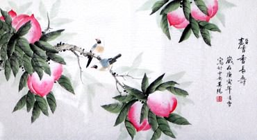 Chinese Peach Painting,48cm x 96cm,2702031-x