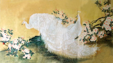 Chinese Peacock Peahen Painting,96cm x 170cm,2352028-x