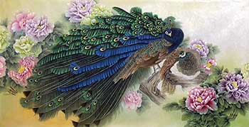 Chinese Peacock Peahen Painting,68cm x 136cm,2387103-x