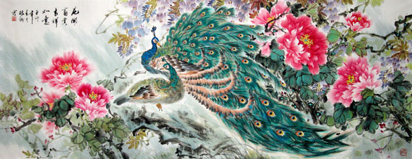 Peacock Peahen,70cm x 180cm(27〃 x 70〃),2438001-z