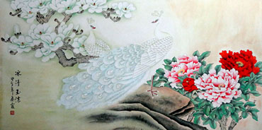Chinese Peacock Peahen Painting,66cm x 136cm,2703023-x
