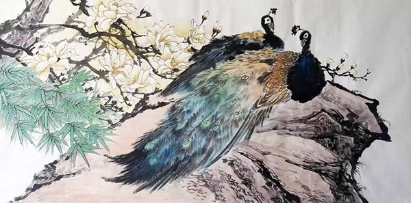 Peacock Peahen,68cm x 136cm(27〃 x 54〃),ll21187010-z