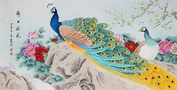 Peacock Peahen,136cm x 68cm(54〃 x 27〃),lzg21186009-z