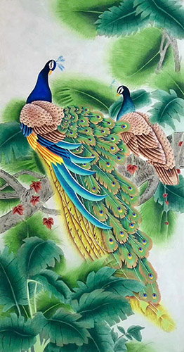 Peacock Peahen,68cm x 136cm(27〃 x 54〃),lzx21188002-z