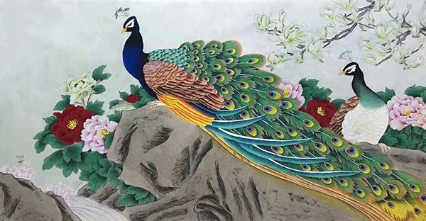 Peacock Peahen,68cm x 136cm(27〃 x 54〃),lzx21188010-z