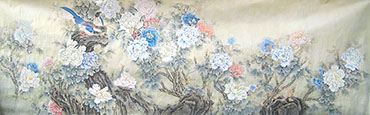 Chinese Peony Painting,145cm x 346cm,2011007-x