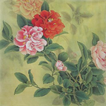 Chinese Peony Painting,66cm x 66cm,2324012-x