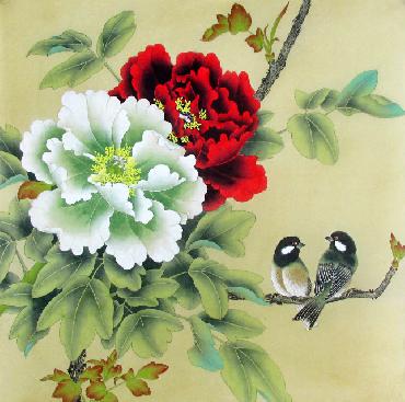Chinese Peony Painting,66cm x 66cm,2324014-x
