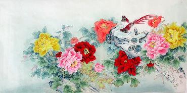 Chinese Peony Painting,66cm x 136cm,2324058-x