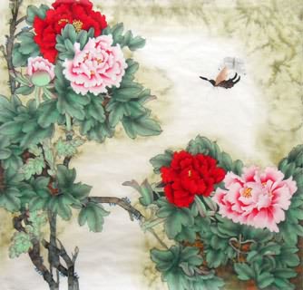 Chinese Peony Painting,66cm x 66cm,2336013-x