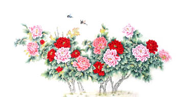 Chinese Peony Painting,120cm x 240cm,2336017-x