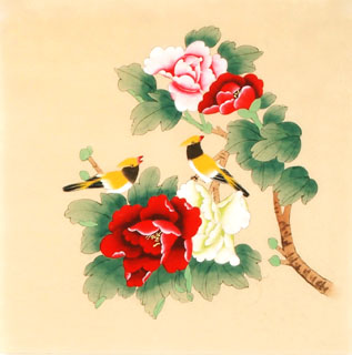 Chinese Peony Painting,38cm x 38cm,2340036-x