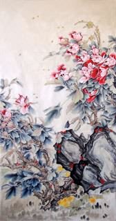 Chinese Peony Painting,66cm x 136cm,2352005-x