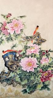 Chinese Peony Painting,66cm x 136cm,2352010-x