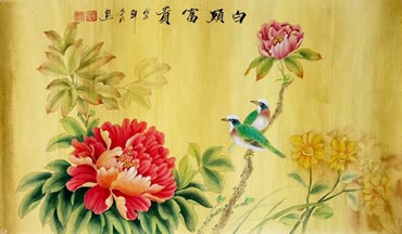Chinese Peony Painting,46cm x 81cm,2358014-x