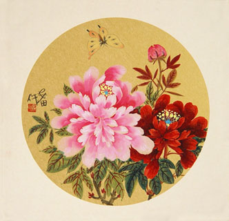 Chinese Peony Painting,40cm x 40cm,2388048-x