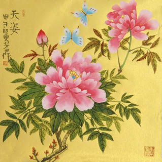 Chinese Peony Painting,54cm x 54cm,2388051-x