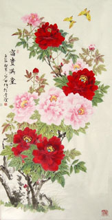 Chinese Peony Painting,68cm x 136cm,2388059-x