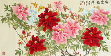 Chinese Peony Painting,68cm x 136cm,2388063-x