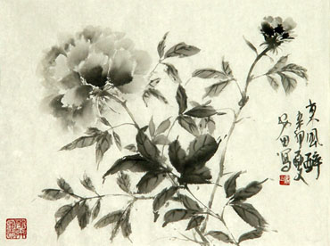 Chinese Peony Painting,30cm x 45cm,2388066-x