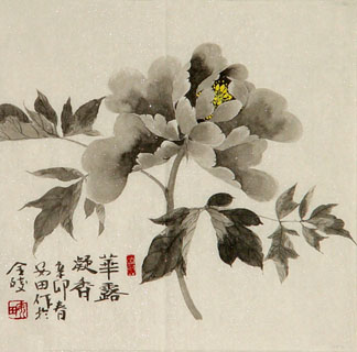 Chinese Peony Painting,34cm x 34cm,2388069-x