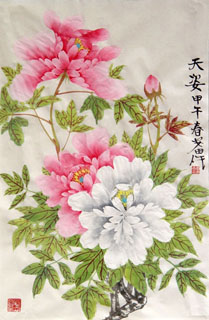 Chinese Peony Painting,69cm x 46cm,2388080-x