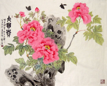 Chinese Peony Painting,120cm x 95cm,2388091-x