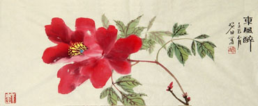 Chinese Peony Painting,25cm x 75cm,2388093-x