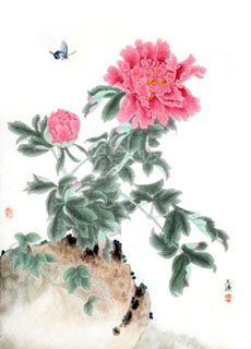 Chinese Peony Painting,43cm x 65cm,2389004-x