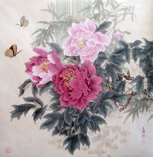 Chinese Peony Painting,66cm x 66cm,2389008-x