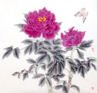 Chinese Peony Painting,62cm x 62cm,2389009-x