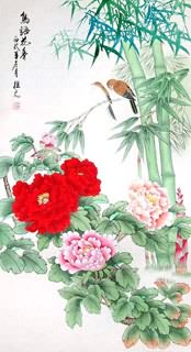 Chinese Peony Painting,55cm x 95cm,2391001-x