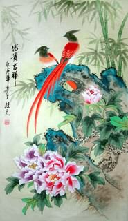 Chinese Peony Painting,55cm x 95cm,2391002-x