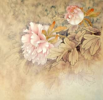 Chinese Peony Painting,50cm x 55cm,2393005-x