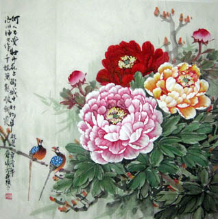 Chinese Peony Painting,66cm x 66cm,2394008-x