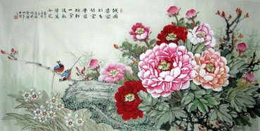 Chinese Peony Painting,66cm x 136cm,2394009-x