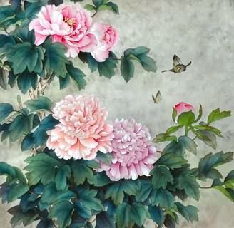Chinese Peony Painting,50cm x 50cm,2416015-x