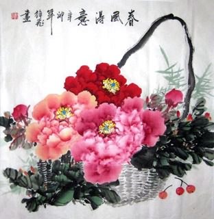Chinese Peony Painting,69cm x 69cm,2482010-x