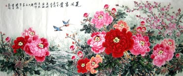 Chinese Peony Painting,96cm x 240cm,2482014-x