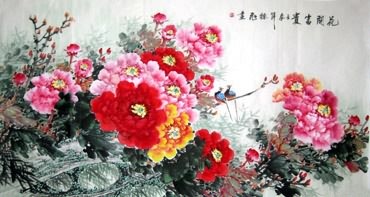 Chinese Peony Painting,97cm x 180cm,2482018-x