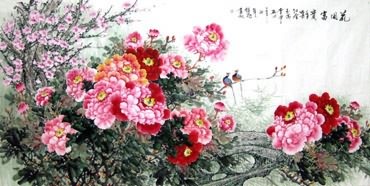 Chinese Peony Painting,120cm x 240cm,2482022-x