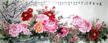 Chinese Peony Painting,96cm x 240cm,2482025-x