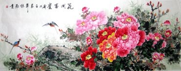 Chinese Peony Painting,70cm x 180cm,2482026-x