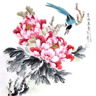 Chinese Peony Painting,50cm x 50cm,2485010-x