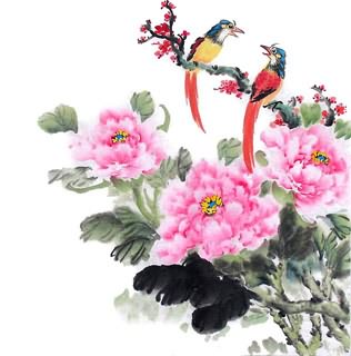 Chinese Peony Painting,50cm x 50cm,2485011-x