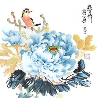 Chinese Peony Painting,33cm x 33cm,2485015-x