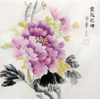 Chinese Peony Painting,34cm x 34cm,2485084-x