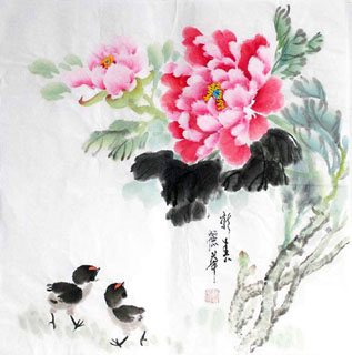 Chinese Peony Painting,50cm x 50cm,2485091-x